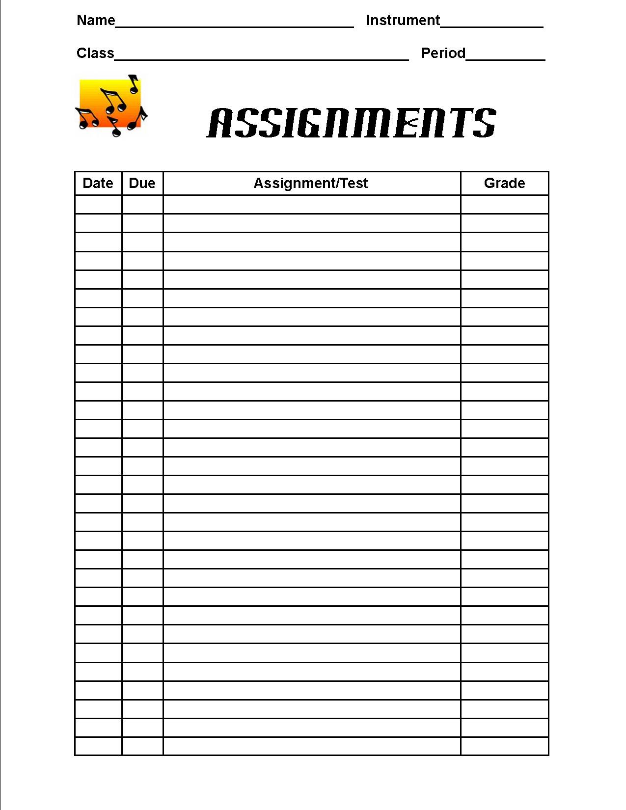 Free Printable Assignment Sheets For Students